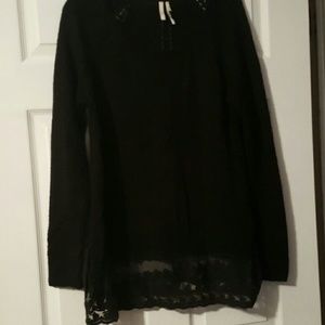 Long sleeve black sweater with sheer bottom