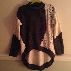 White and Grey Hi-Lo sweater