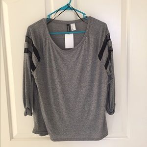 H&M 3/4 sleeve Grey with Black Mesh