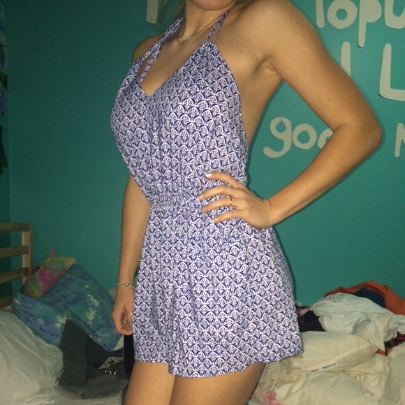 gorgeous blue and white romper