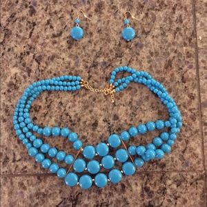 Light blue/turquoise necklace and earrings