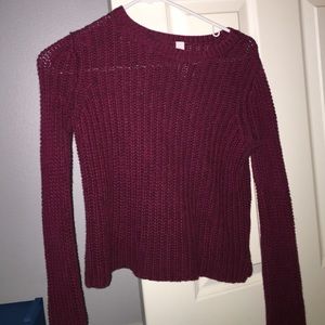 Crop top sweater , dark red , knit sweater ,