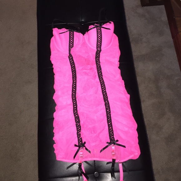Bright neon pink corset