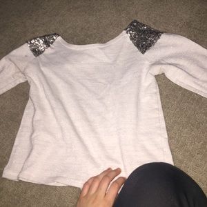 Long sleeved sparkly shoulder top