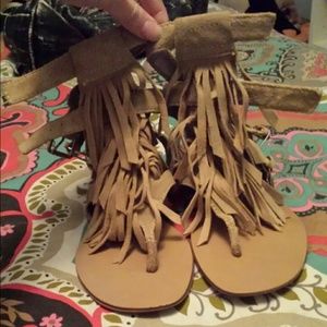 Leather Fringe Sandals