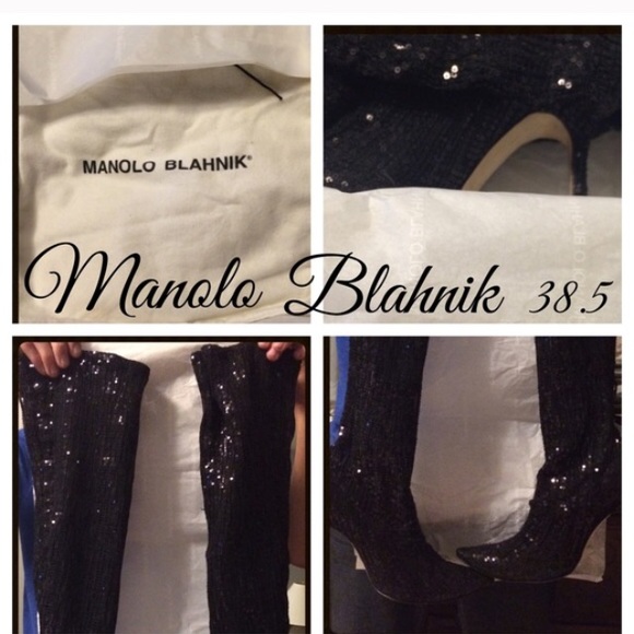 Manolo Blahnik sequin over the knee boots - Picture 2 of 3