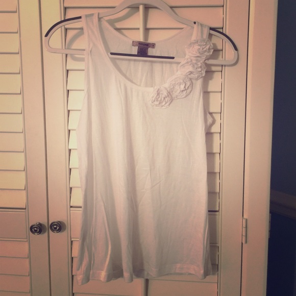 White Floral Collar Tank Top