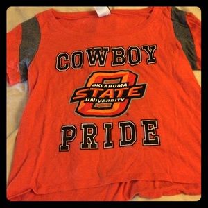 Oklahoma state midriff shirt.