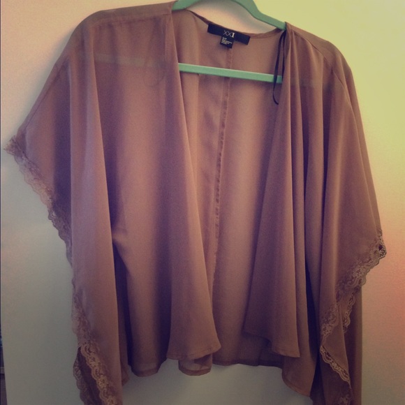 Lace detailed Kimono small Tan/beige