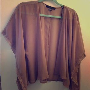 Lace detailed Kimono small Tan/beige