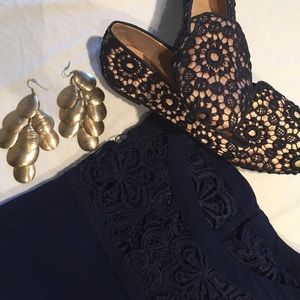 H&M Navy blue & gold loafers