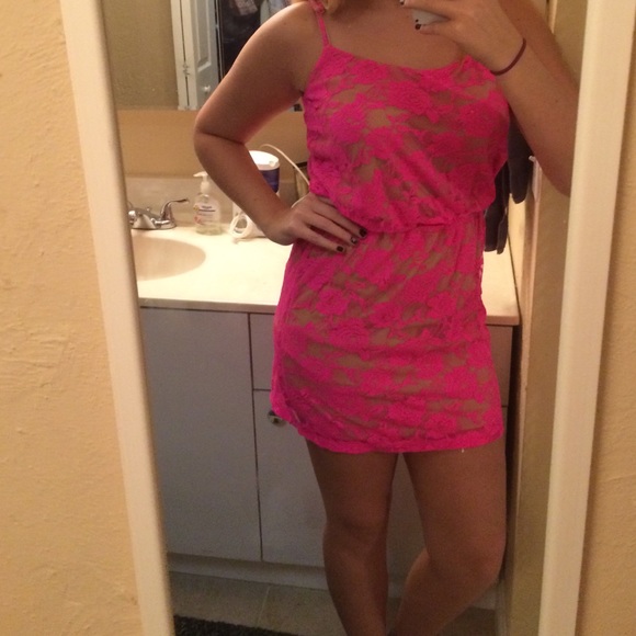 Pink lace dress by Paper Doll