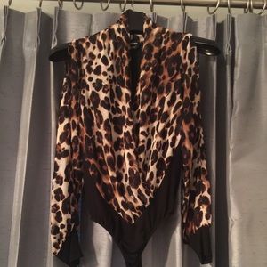 Bebe leopard print bodysuit blouse