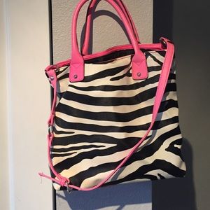 Bright pink zebra purse