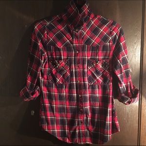 Plaid Button Down Blouse