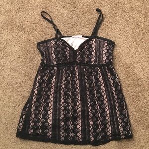 Black/pink lace tank top