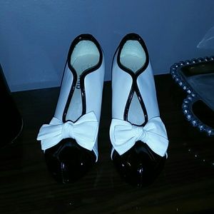 Black and white heels