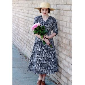 Black and white floral maxi dress