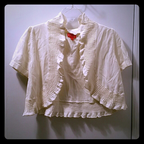 Off white ruffled shrug