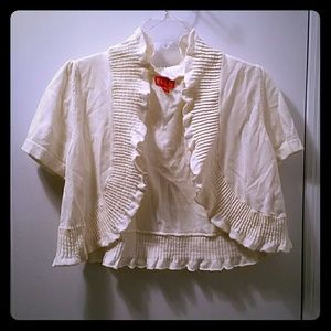 Off white ruffled shrug