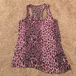 Sheer hot pink cheetah tank top