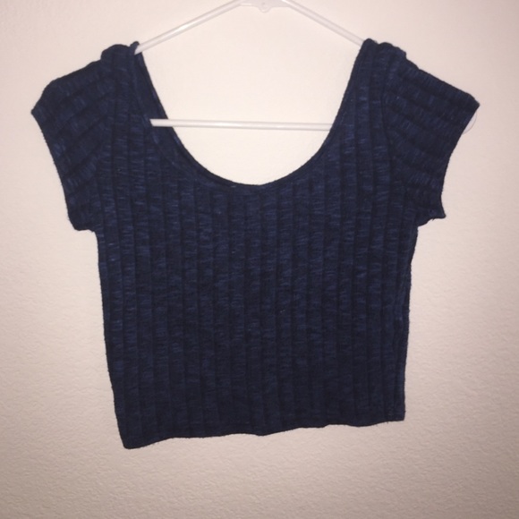 Blue striped crop top