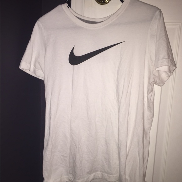Women's white Nike swoosh shirt
