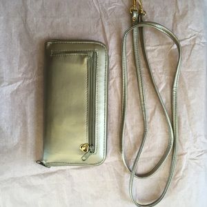 Gold Wallet with detachable strap
