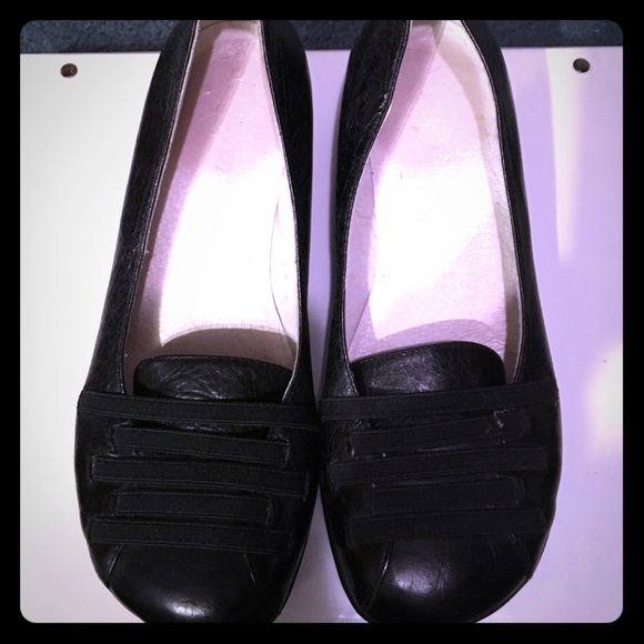 Gazith black leather flats