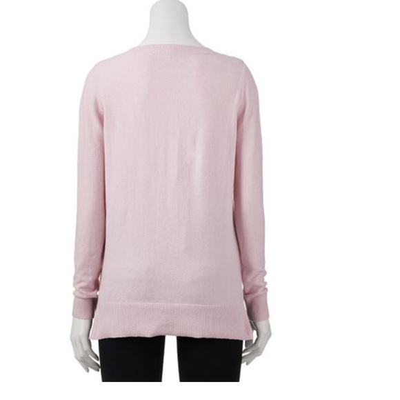 LAST‼️ LAUREN CONRAD Pink Sequin Bow Sweater - Picture 3 of 3