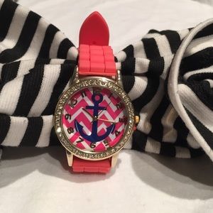 Coral anchor design rubber watch
