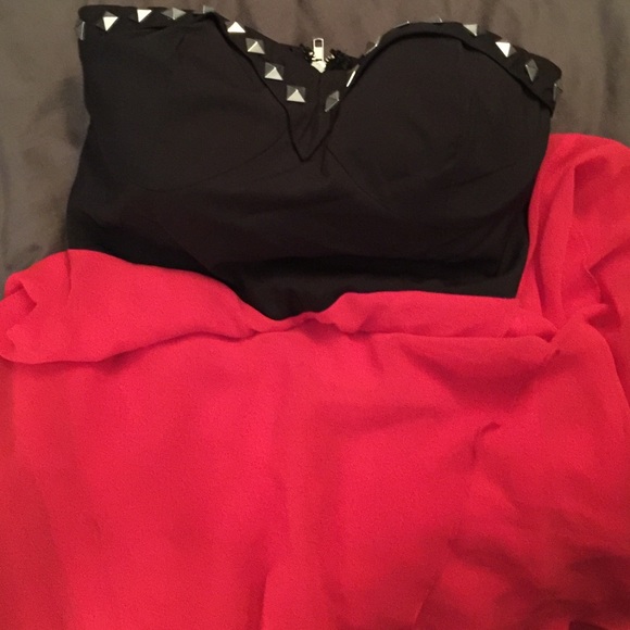 Black and red hi lo dress