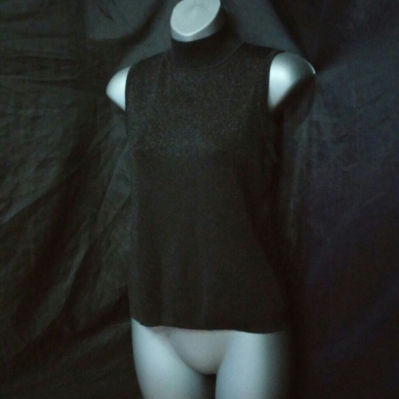 Metallic Silk Mock Turtleneck Knit Top by Euro-X