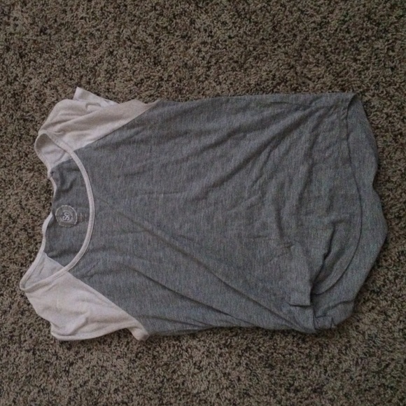 gray and white shirt