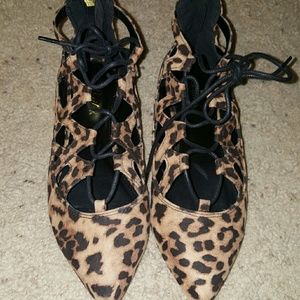 Charlotte Russe Lace up Cheetah Flats