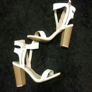 White heeled sandals