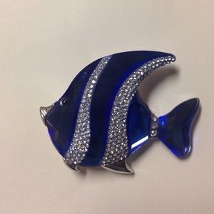 Swarovski blue angel fish pin/ broach.