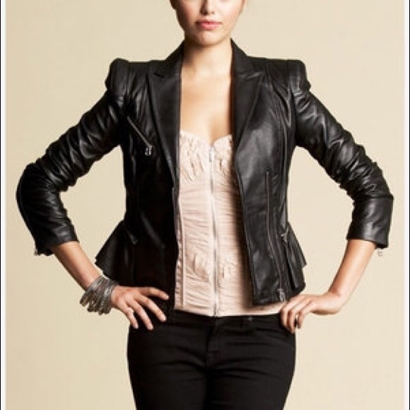 NWOT-Bebe women's peplum leather jacket!