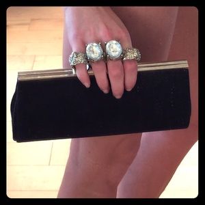 Knuckle Clutch with Rhinestone and Skull design