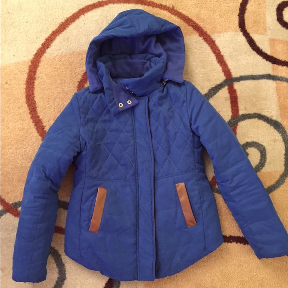 blue puffer jacket