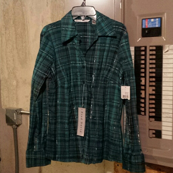 Deep ocean plaid long sleeve shirt