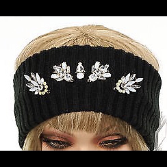 JUICY COUTURE Black Jeweled Trim Head Wrap - Picture 3 of 3