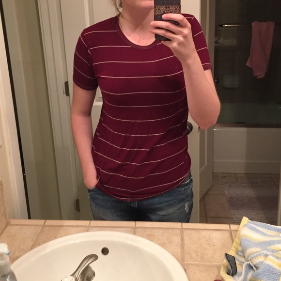 Brandy Melville John galt Maroon striped tshirt