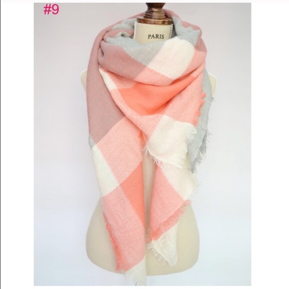 Orange Grey Blanket Scarf - Picture 2 of 4