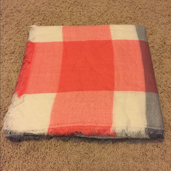 Orange Grey Blanket Scarf - Picture 4 of 4