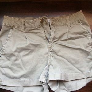 High waisted tan shorts