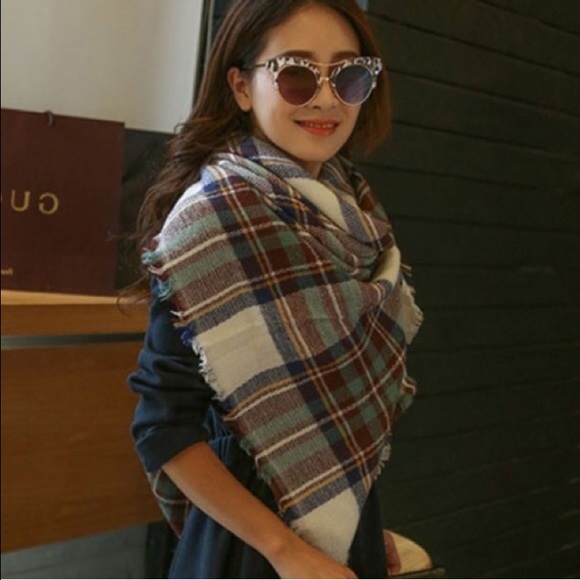 Blue Brown Blanket Scarf