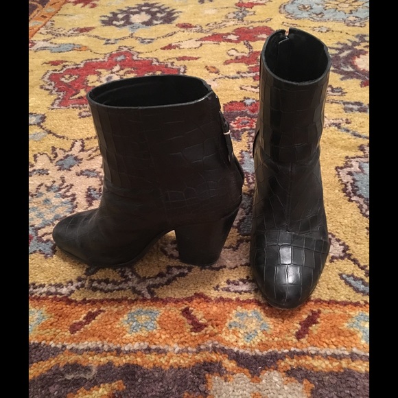 Rag and Bone Newbury booties, black croc