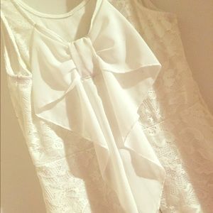 Bow back lace peplum top