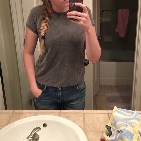 Brandy Melville distressed grey tee